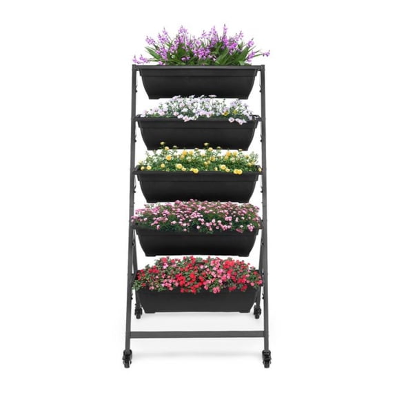 5 Tiers Vertical Garden Bed, Vertical Garden Planter Indoor and Outdoor, Vertical Elevated Garden Bed Perfect for Vegetables Flowers as picture