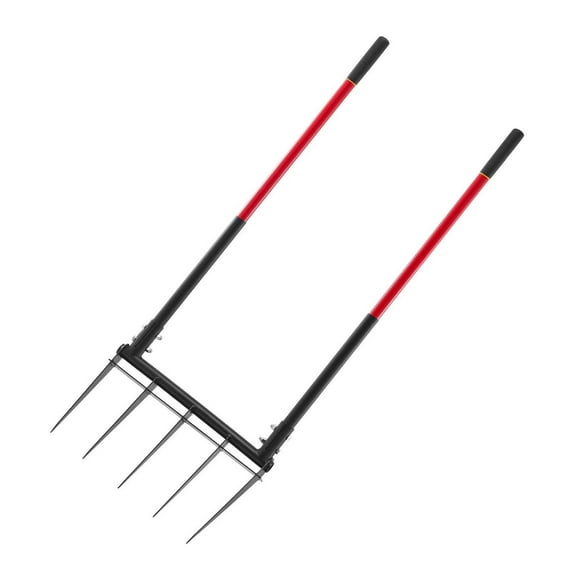 5 Tine Broad Fork Tool, Heavy Duty U-Shaped Garden Fork for Spading, Gardening, Soil Loosening - 54" Fiberglass Handle, Durable Farm Tool