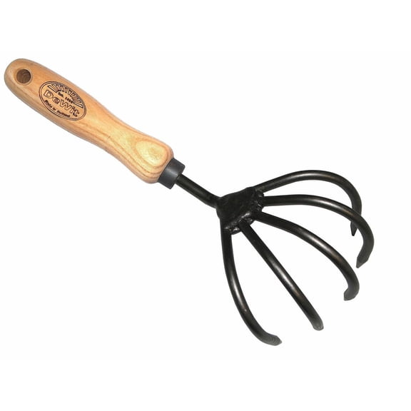 DeWit 5-Tine Hand Cultivator, Tempered Boron Steel Garden Tool with Ash Wood Handle, 11"