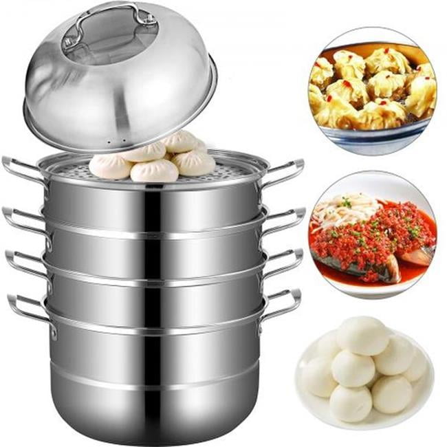 Stainless Steel 5-Tier Electric Dumpling Steamer for Gas and Induction