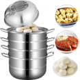 thumbnail image 1 of 5-Titer Stainless Steel Dumpling Steamer for Cook Soup Noodle Fishes Work with 11.8 in. Gas Electric Grill Stove Top, 1 of 1