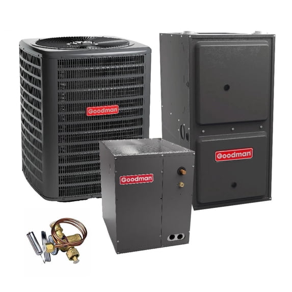 5 Ton 14.5 SEER2 Goodman Heat Pump GSZH506010 and 96% AFUE 100,000 BTU Gas Furnace GCVC961005CN Horizontal System with Coil CHPT4860D4