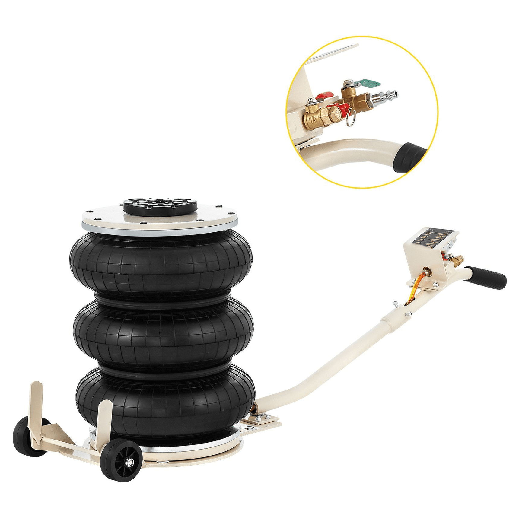 5 Ton Pneumatic Air Jack - 11000 lbs Triple Bag Car Jack, 6.3-15.75 ...