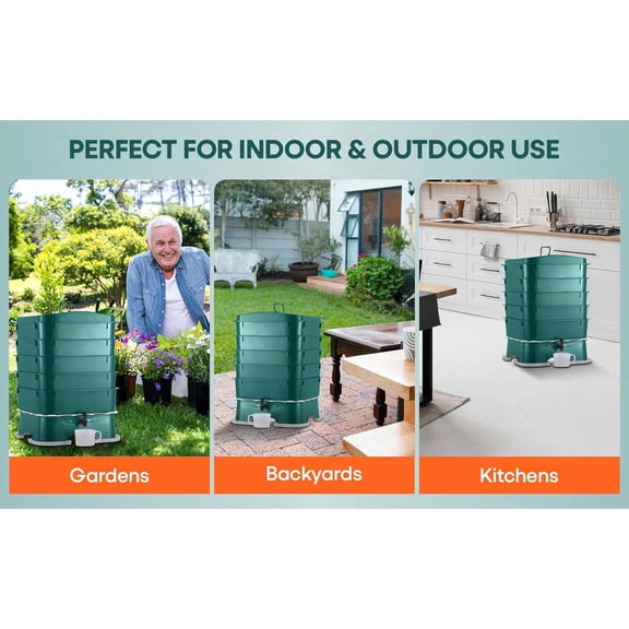 5-Tray Worm Bin Dark Green, Sustainable Composting Solution for Indoor/Outdoor Use, Perfect for Food Waste Recycling