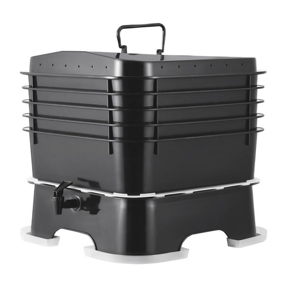 5-Tray Worm Composter Bin, 50L Indoor/Outdoor Vermicomposting Kit for Food Waste Recycling, Produces Worm Castings & Worm Tea  Sustainable Garden Compost