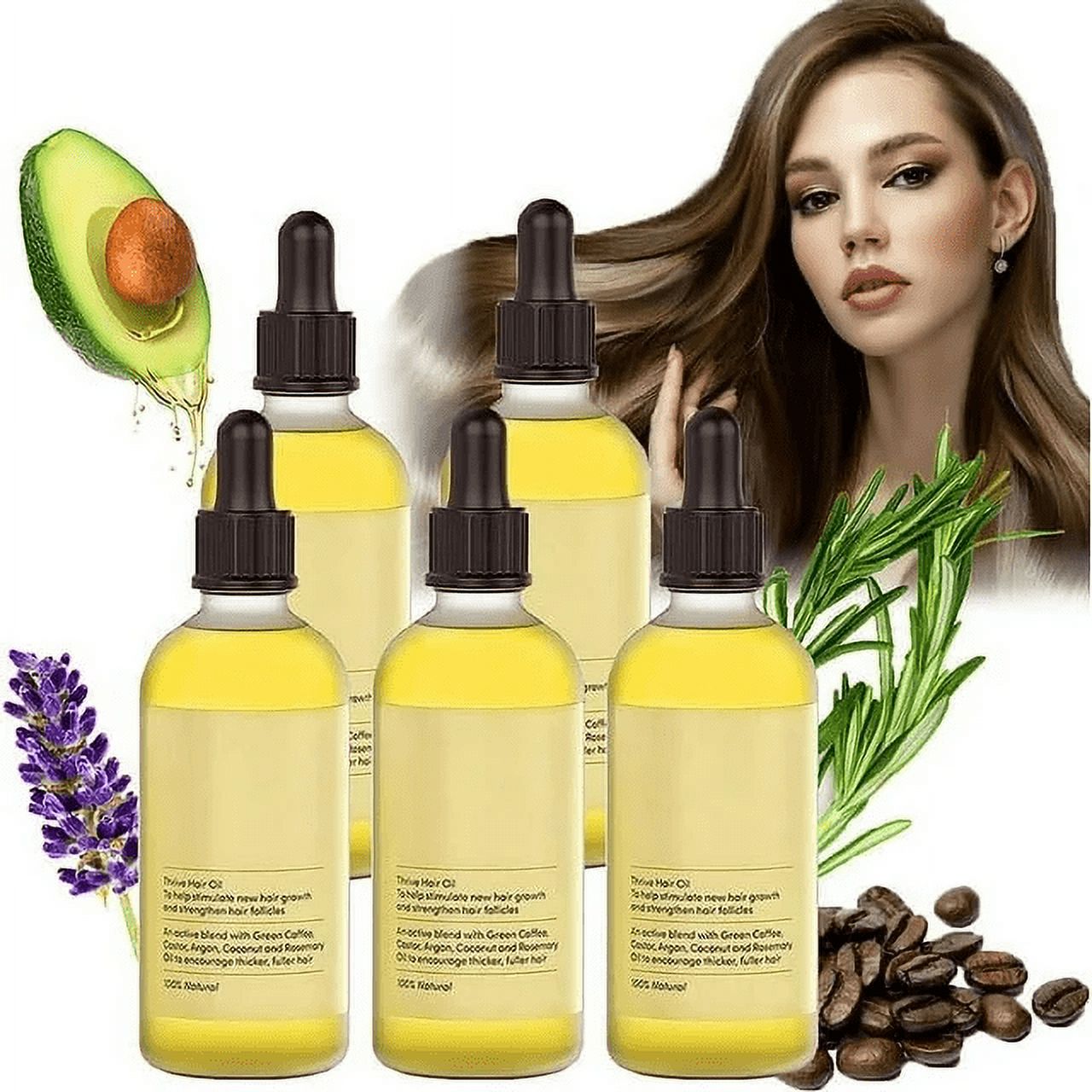 5 Treatment, Stimulates Hair Growth, Scalp Massager,Veganic Natural Hair Growth Oil
