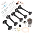 thumbnail image 1 of 5 Trumpet Musical Horns with Compressor Silver Air Hornfor Any 12V Vehicles Trucks Lorrys Trains Boats Cars Vans Kit, Dixie Musical Air Hornfor Vehicles, Electric Trains Horns Super Loud, 1 of 5