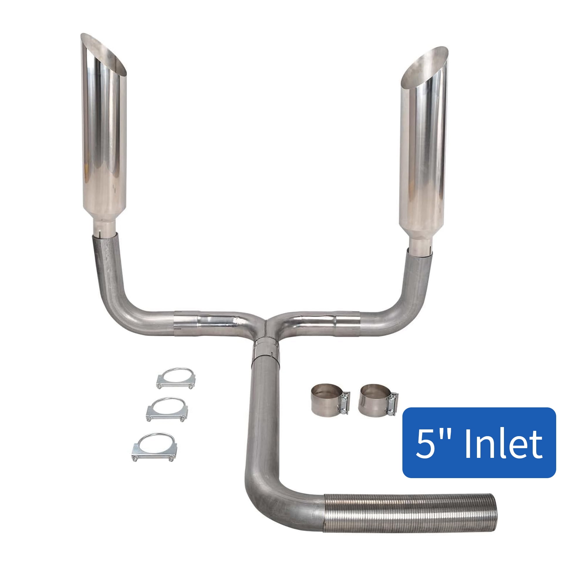 5" Turbo Dual Smoker Diesel Exhaust Stack T Pipe System w/ 2Pcs 5