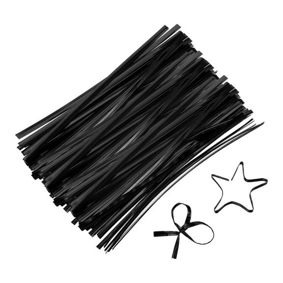5" Twist Ties, Metallic Twist Ties, Reusable Plastic Coated Twist Ties, Pack of 800, Black