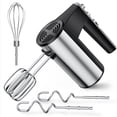 thumbnail interactive-video image 1 of TINANA 5 Speed Hand Mixer Electric Handheld with 1 Whisk, 2 Beaters, 2 Dough Hooks, Cookie Mixer with Turbo Boost, Food Beater for Kitchen Baking Cakes, Eggs, Cream, Stainless Steel, 1 of 10