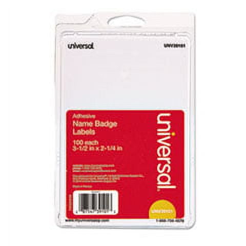 Plain Self-Adhesive Name Badges, 3 1/2 x 2 1/4, White, 100/Pack Plain Self-Adhesive Name Badges, 3 1/2 x 2 1/4, White, 100/Pack