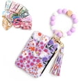thumbnail image 1 of Under 5 Vggrvlo Women's Boho Beaded Wallet with Flower Pattern Women Boho Style Beaded & Tassel Decorated Keychain Credit Card Holder Purse Mother's Day Gifts (Light Purple), 1 of 9