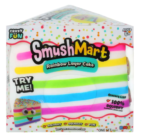 5" Viral Rainbow Layer Cake Squishy Tools - Smush Mart Giant Dessert Squishy - Soft Sensory Stress Relief Tools for Teens & Adults - Fun Novelty Gift for Holiday Festivals