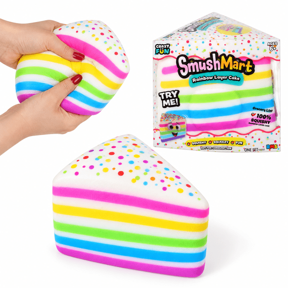 5" Viral Rainbow Layer Cake Squishy Toys , Smush Mart Jumbo Dessert Squishy -Ultra Soft Sensory Stress Relief Tools for Sweet Girl- Fun Giant Gift for Holiday Festivals