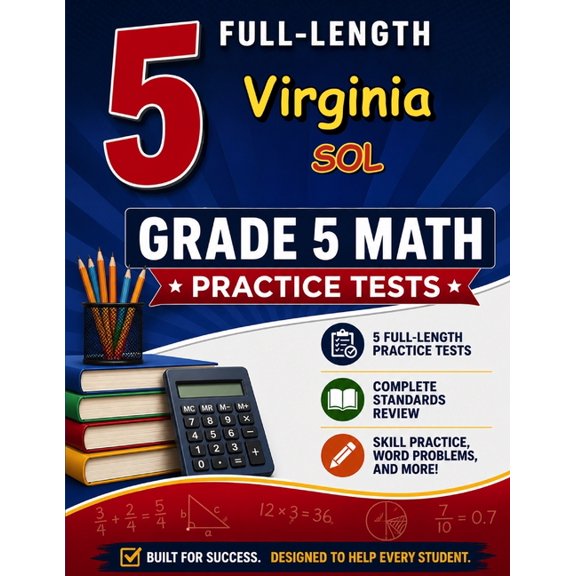 5 Virginia SOL Grade 5 Math Practice Tests, (Paperback)