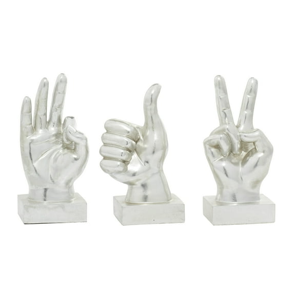 5"W, 11"H Silver Polystone Hands Sculpture, by DecMode (3 Count)
