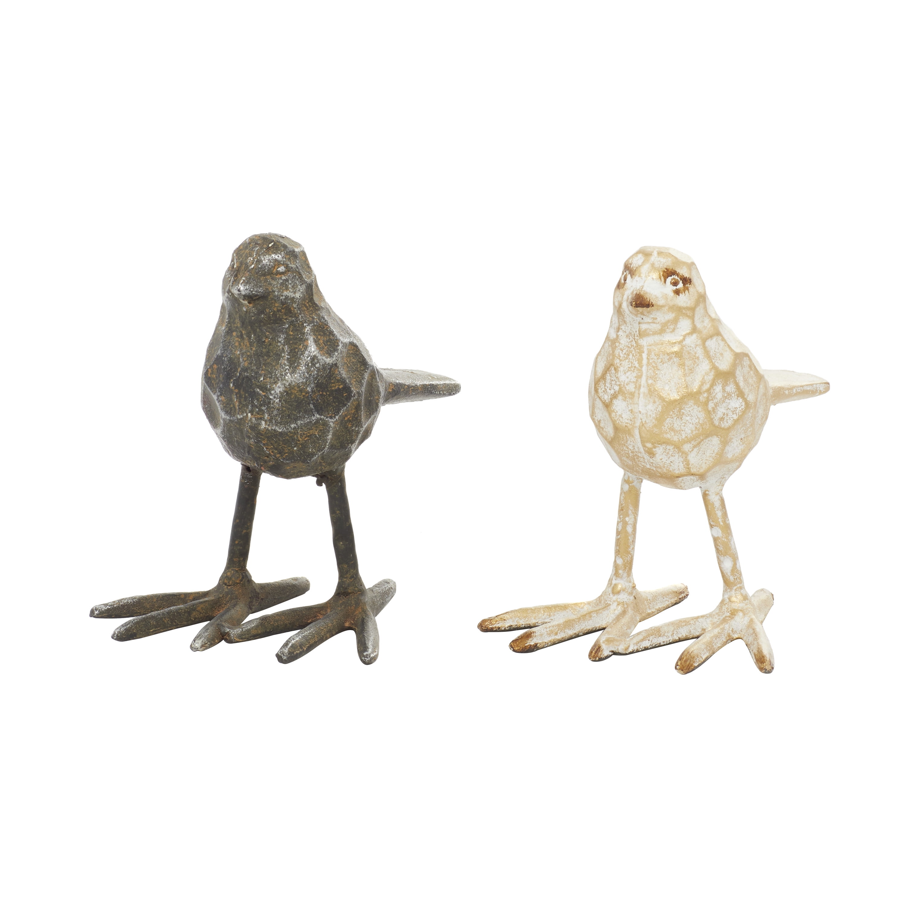 Set of 2 Small Rustic Metal Bird Sculptures