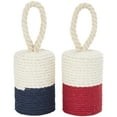 thumbnail image 1 of 5"W, 7"H Cream Cotton Coiled Colorblock Buoy Sculpture with Red and Blue Bases, by DecMode (2 Count), 1 of 10