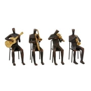 5"W, 8"H Brown Polystone Musician Sculpture with Gold Instruments, by DecMode (4 Count)