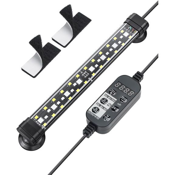 5 W Aquarium LED Light 8 Inch 24/7 Fish Tank Light with Full Spectrum Brilliant White Blue Red Green Lights Multi-Colored LEDs with D/N Mode Single Color Effects Timer and Adjustable Brightness