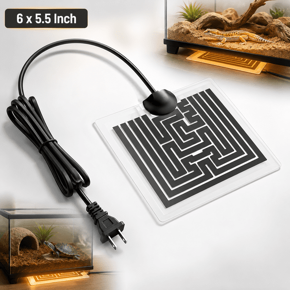 5 W Reptile Heat Pad 6 x 5.5 Inch Reptile Heating Pad Under Tank Terrarium Safe Fast Heating Mat Heat Mat for Turtles Frogs Snakes Lizards Geckos Hermit Crabs Spiders & Other Reptiles