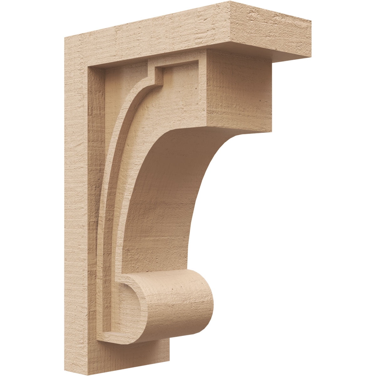 5"W x 10"D x 15"H Classic Alma Rough Cedar Woodgrain TimberThane Corbel, Primed Tan