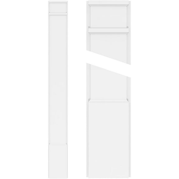 5"W x 120"H x 2"P Plain PVC Pilaster w/Decorative Capital & Base (Pair)