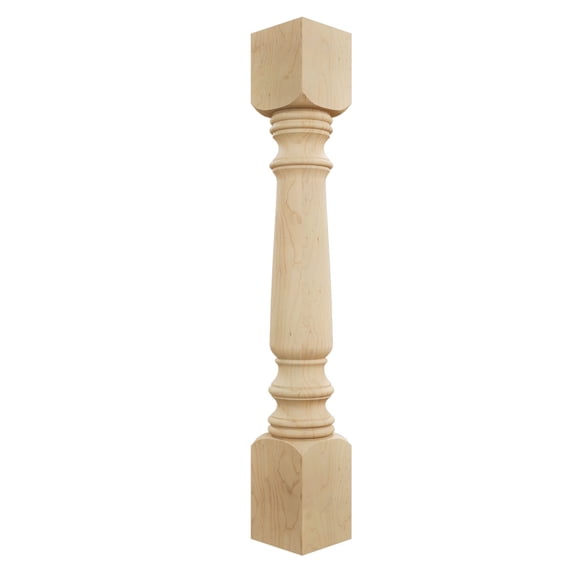 5"W x 5"D x 35 1/2"H Legacy Tapered Cabinet Column (Top Block: 6", Bottom Block: 7"), Maple