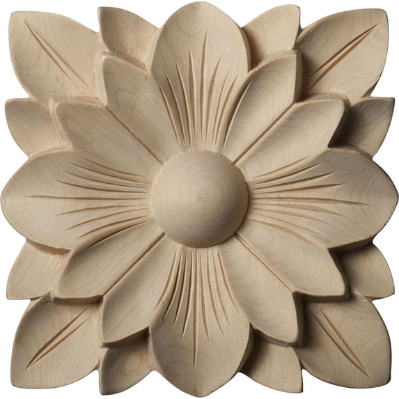 5"W x 5"H x 3/4"P Springtime Square Rosette, Rubberwood