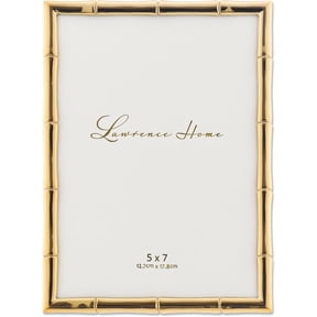 5" W x 7" H Gold Metal Picture Frame with Bamboo Design (712257)