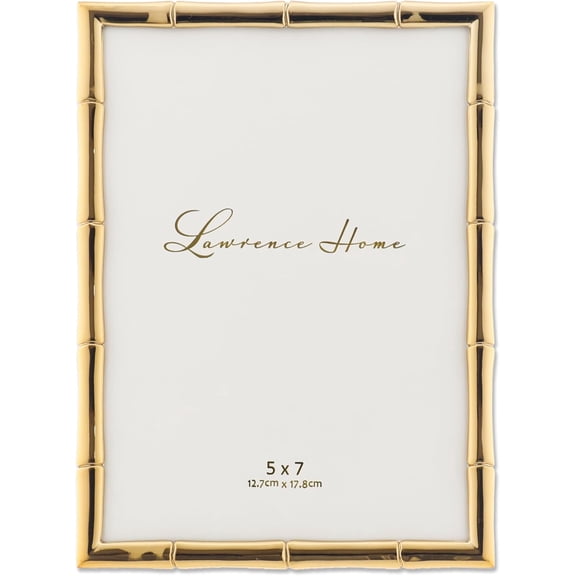 5" W x 7" H Gold Metal Picture Frame with Bamboo Design (712257)