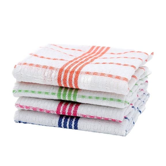Under $5 Waffle Weave Dish Towels, Multicolor Waffle Kitchen Towels, 4-Pack Waffle Weave Dish Cloths, Absorbent Cotton Kitchen Towels for Washing Dishes, Scrubbing Cleaning Rags, by Goohae