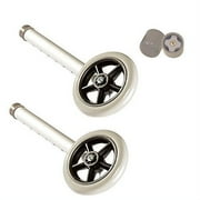 5" Walker Wheels by Healthline Trading, Universal Replacement Wheel Kit for Walkers with Free Walker Glides Accessories, 5 Inch Wheels Rubber with Glide Tips 1/pr