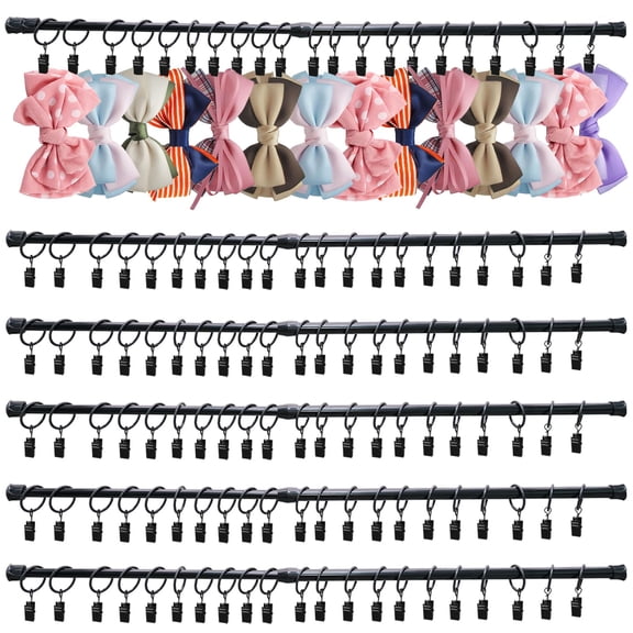 5 Wall Hanging Bow Holder Organizer with 15 Metal Hooks and Adjustable Rods