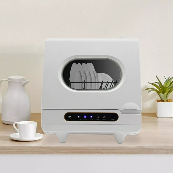 5 Washing Programs 1200W Portable White Countertop Dishwasher Compact Dishwasher