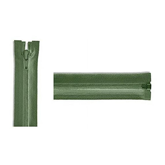 #5 Water Repellent Nylon Separating YKK Zipper - Choose Your Length - 1 Zipper Per Pack - Color: Green - Made in The United States (30" Inches)