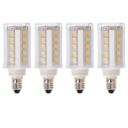 5-Watt (60W Equivalent) E11 Mini-Candelabra Base LED Bulbs, Halogen Replacement Lights for Ceiling Fan, Chandelier, Cabinet Lighting, 120V, 3000K, 450 Lumens, Dimmable, 4-Pack