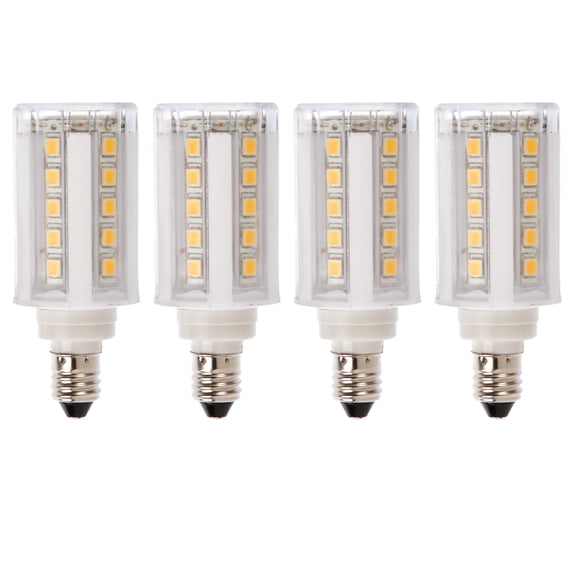 5-Watt (60W Equivalent) E11 Mini-Candelabra Base LED Bulbs, Halogen Replacement Lights for Ceiling Fan, Chandelier, Cabinet Lighting, 120V, 3000K, 450 Lumens, Dimmable, 4-Pack