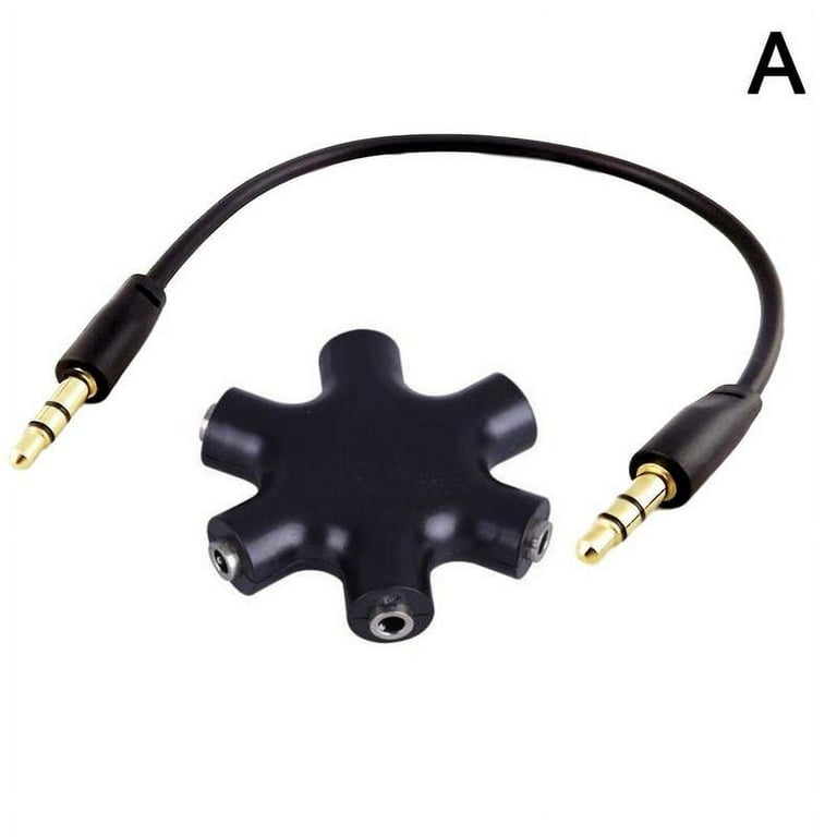 5 Way 3.5mm Audio Female Port Hub Headset Aux Stereo Multi Jack Adapter H3v5, Black