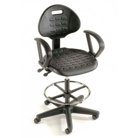 Interion 5-Way Black Adjustable Ergonomic Stool With Arms