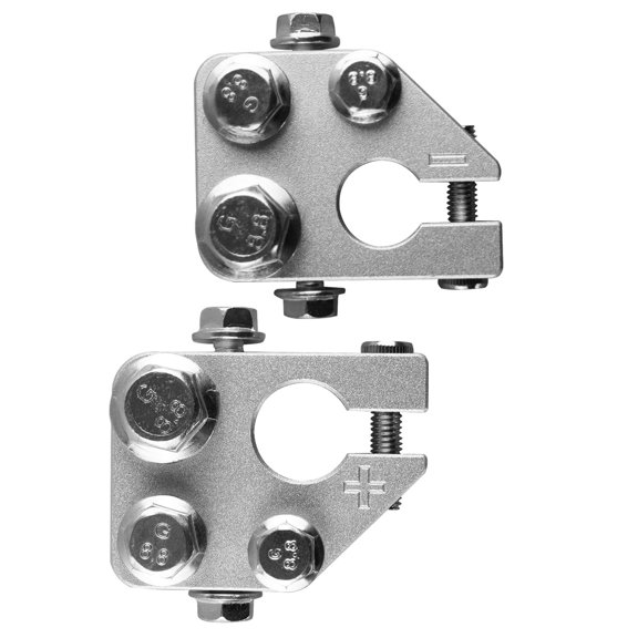 5 Way Battery Terminal Connectors Applicable to SAE DIN EN Batteries | Multi Power Distribution Block, with Positive & Negative Aluminum Battery Clamps, for Marine Car Boat RV, 2PCS