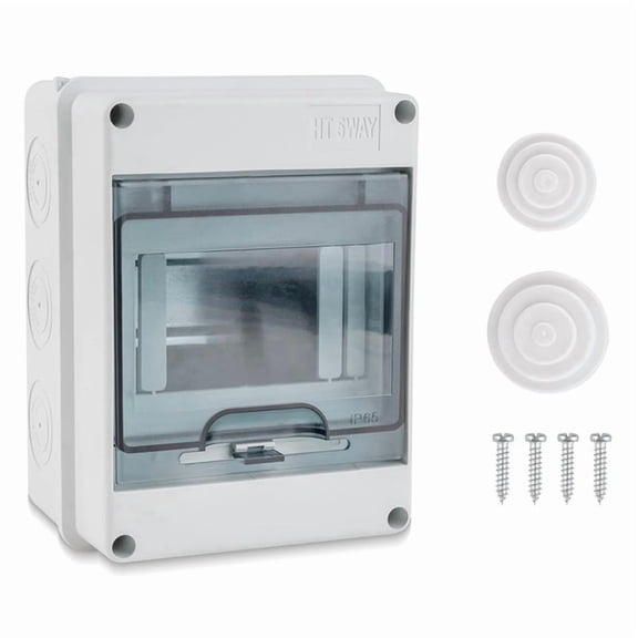 5 Way Circuit Breaker Box, IP65 Distribution Protection Box Breaker Box Cover Miniature Electrical Breaker Box,White Gray