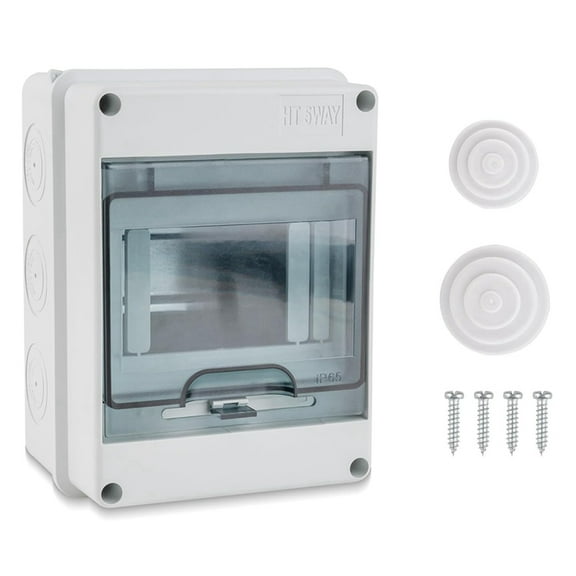 5 Way Circuit Breaker Box, IP65 Distribution Protection Box Breaker Box Cover Miniature Electrical Breaker Box,White Gray