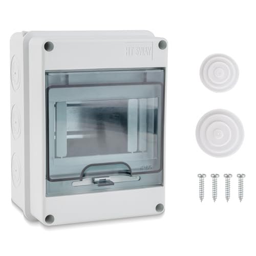 5 Way Circuit Breaker Box, IP65 Distribution Protection Box with Din Rail Abs Plastic Breaker Box Cover Miniature Electrical Breaker Box Enclosure for Indoor Outdoor Wall$$Tools & Hardware Other