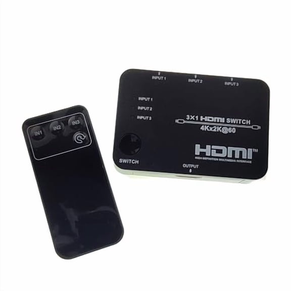 5 Way HDMI 2.0 Switch with Remote, 5X1 5-Port, 4K@60Hz, HDCP 2.2, USB Powered, High Speed with Ethernet, Black