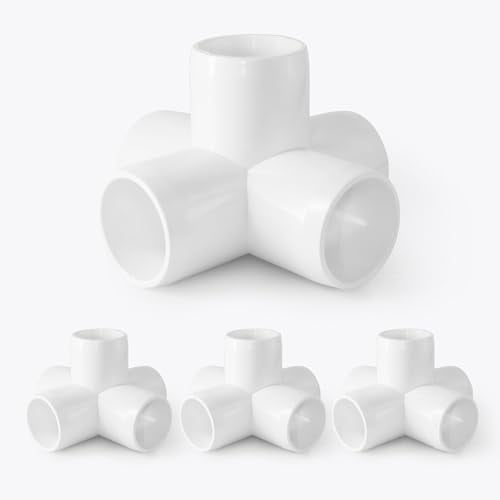 5 Way PVC Pipe Fittings 1 Inch, White PVC Elbow Corner Side Outlet Tee Fitting, SCH40 Furniture Grade Pipe Connectors - Fits 1" Polyvinyl Chloride Pipes, 12 Pieces
