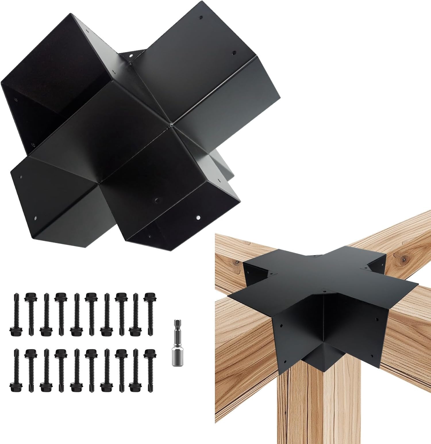 5-Way Pergola DIY Brackets Kit,-Shaped Woodwork Brackets for 4" x 4