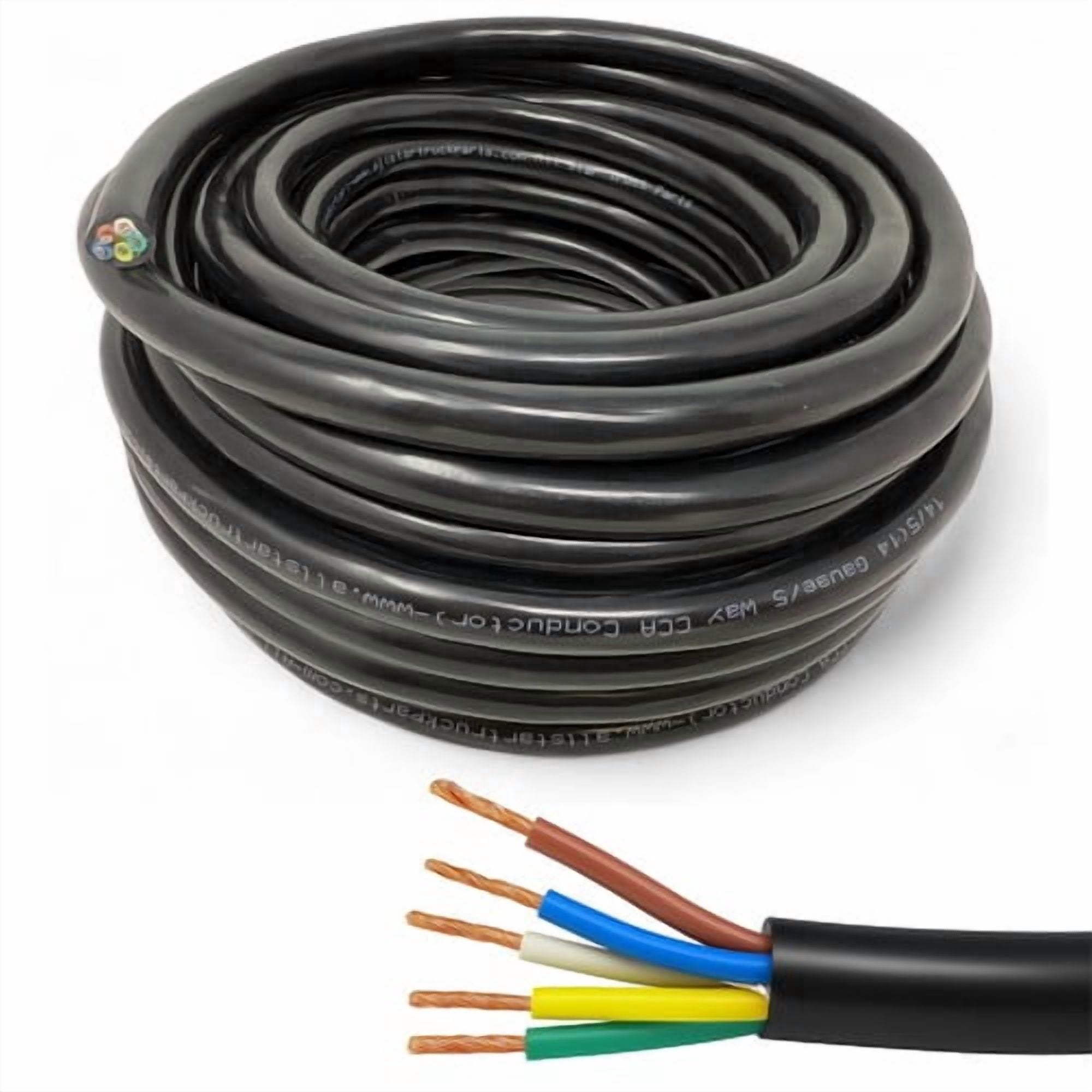 5 Way Trailer Wire 14 AWG/Gauge CCA 5 Conductor Copper Clad Aluminum 100FT