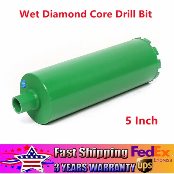 5" Wet Diamond Core Drill Bit with 1-1/4" Threads for Concrete, Green