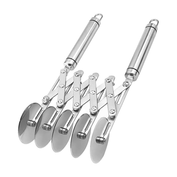 5 Wheel Adjustable Pastry Cutter Stainless Steel Dough Cutter with Handle for Baking, Pie and Cookies